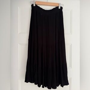 Ivy - Black Rushed A-Line Maxi Skirt